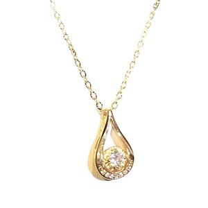 Necklace 18k Gold Plated with Moissanite Diamond Tear Drop Pendent